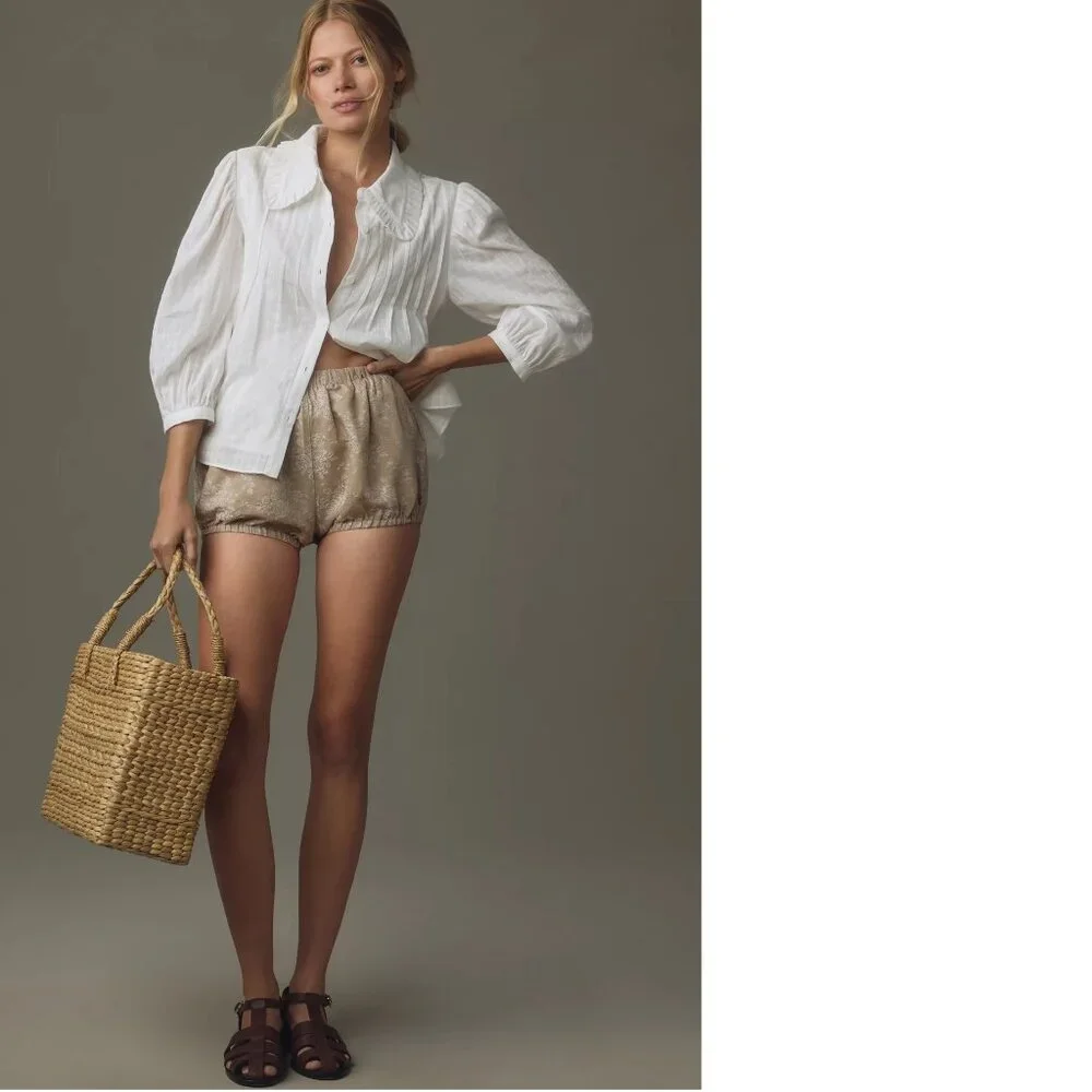 By Anthropologie Linen Jacquard Bloomer Shorts size XS new with tag nwt